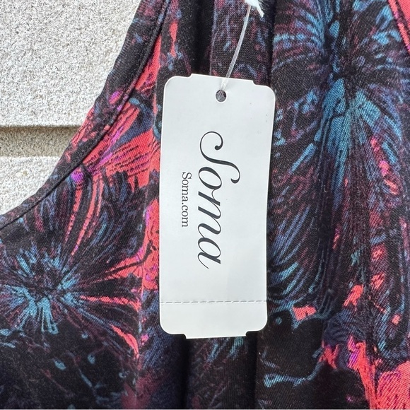 NWT Soma Soft Jersey Y-Neck Cold Shoulder Short Dress Mesmerize Merlot - Picture 11 of 11